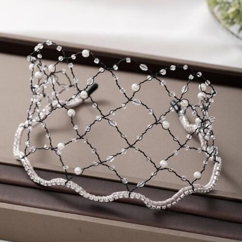 5 Design Crystal Headbands For Wedding Hair Accessories Handmade Mesh Tiaras Hairbands Women Hair Ornaments Headpiece Hair Vines