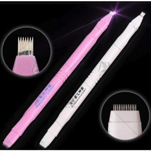 Disposable Permanent Makeup Eyebrow Microblading Pen 7Pin+19Pin Needles Blade Manual Microblade Tattoo Tools