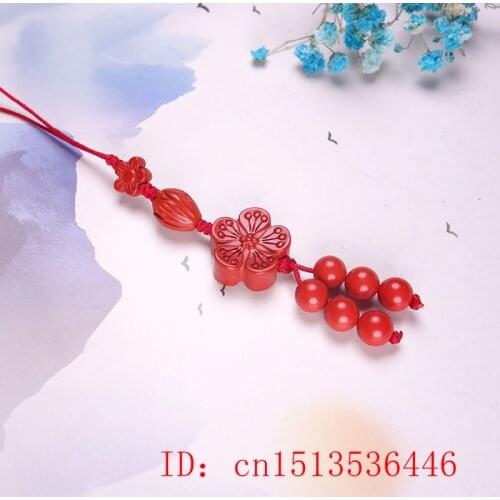 Wholesale Customization Natural Cinnabar Plum blossom phone chain DIY Key Ring Jewellery Accessories Man Woman Luck Amulet