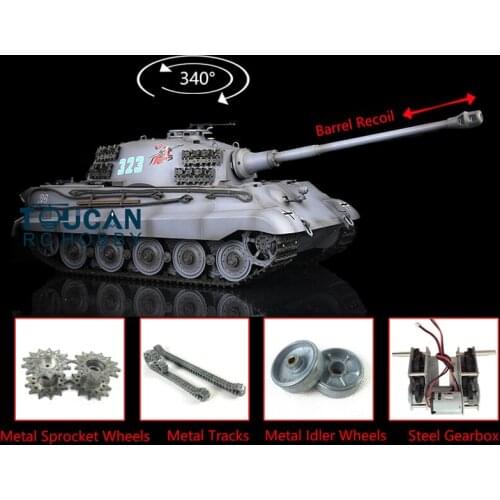Gifts Heng Long 1/16 7.0 German King Tiger Barrel Recoil RC Tank 3888A Metal Tracks TH17538-SMT4