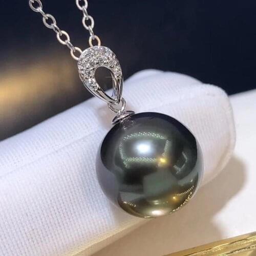 D916 Pearl Pendant Fine Jewelry Solid 18K Gold Round 10-11mm Nature Salt Sea Water Tahiti Pearls Pendants Necklaces for Women