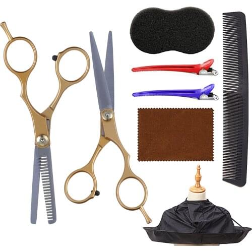 8 Pcs/Set Professional 6.0 Inch Stainless Steel Barber Hair Cutting Thinning Scissor Shears Cloak Haircut Comb Salon Accessories