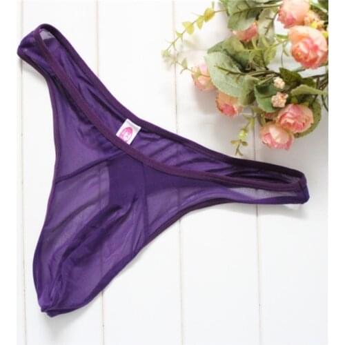 Transparent Sexy Mens Thong Ultra-thin Mesh Low Waist Seduction Underpanties Solid See Througn Male G String Male Gift