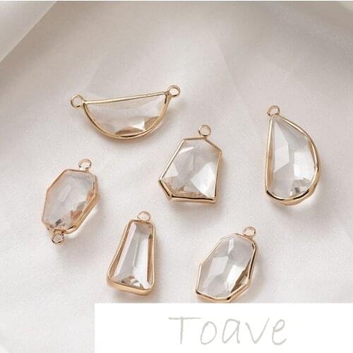 Transparent white crystal glass cut bread Phnom Penh plating real gold color preservation diy simple and versatile pendant