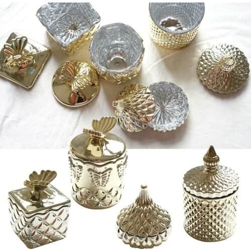 Gold Glass Engraved With Jewellery Box Lid Toothpick Swab Cotton Cosmetics Box Storage Jewellery Bottles Decorating The Wedding