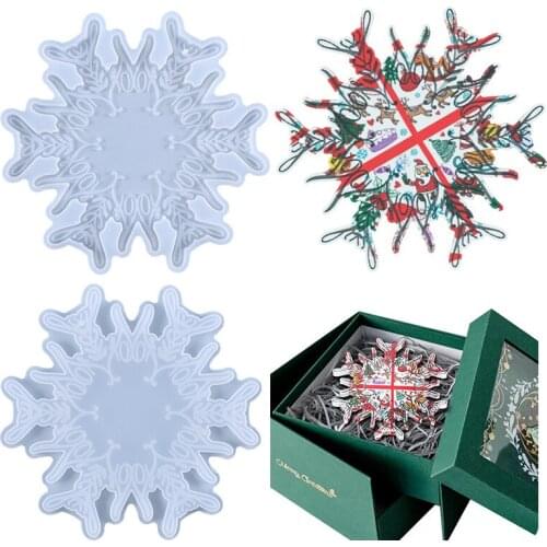 Snow Flake Coaster Resin Mold Christmas Home Decorate Diy Pendant Charms Silicone Molds Cup Tray