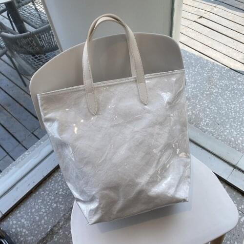 Handbag female large capacity student personality female bag simple PVC bag portable Korean version jelly kraft paper shopping