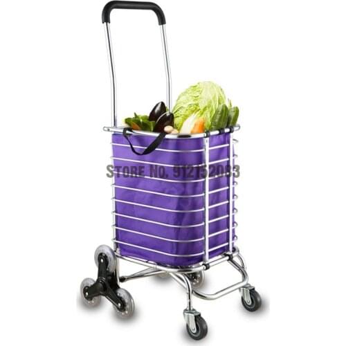 Shopping Cart Trailer Small Grocery Shopping Cart Trolley Foldable Vegetable Basket Household Portable Elderly Shopping Cart