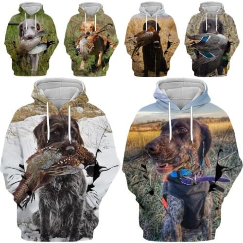 2021 Men 3D Print Hoodie Hunter Hunt Game Jungle Hide Funny Animals Pheasant Mallard Hoody Hound Rabbit Women O Neck Hooded