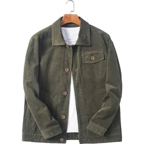 Spring Autumn Corduroy Jacket Men Pure Cotton Casual Loose Fashion Military Jacket Coat Men Clothing Plus Size M-4XL Veste Homme