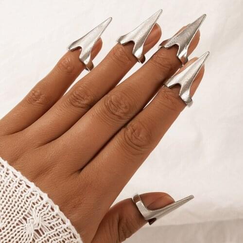 HuaTang 5pcs/set Punk Knuckle Rings Set for Women Men Silver Color Alloy Geometric Nails Jewelry Party Accessories кольца 18558