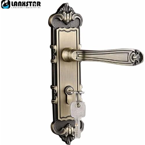 Retro Exquisite Handle Lock Bearing Mute Lockset Zinc Alloy Copper Lockcore Quality Commitment Indoor Room Door Locks