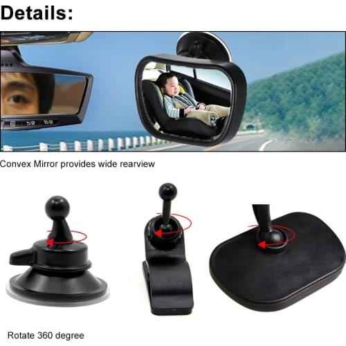 Mini Car Back Seat Baby View Mirror 2 in 1 Baby Rear Convex Mirror Adjustable Car Baby Kids Monitor Safety Reverse Safety Seat