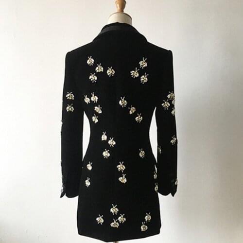 Luxury Newest Runway 2020 Designer Blazer Womens Stunning Beaded Velvet Blazer Coat Diamond Embroidery Office Ladies Blazers 3XL