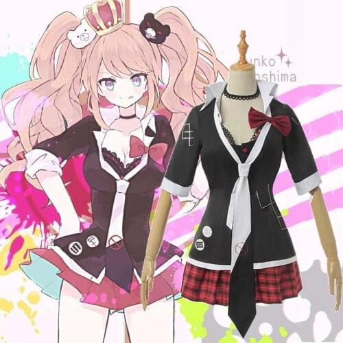 Anime Danganronpa: Trigger Happy Havoc Cosplay Enoshima Junko Costume Women Girl JK Uniform Outfits Wig Halloween Costume C80A98