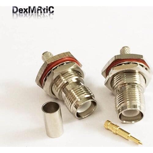 1PC RP-TNC female jack nut Crimp for RG58 RG142 RG400 LMR195 Straight Nickelplated for WIFI antenna
