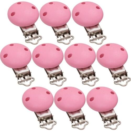10pcs Wood Baby Pacifier Clips Suspender Clips Charm Toys Favor