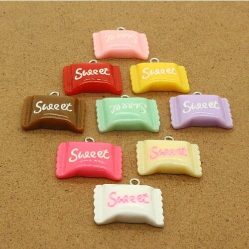 10pcs Cute Letter SWEET Candy Resin Food Charms Flatback Diy Earrings Bracelet Necklace Pendants Accessory Mix Jewelry Make