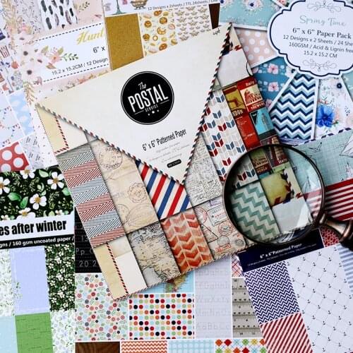 12pcs Postal DIY Photo Album Scrapbook Notebook Greeting Scrapbooking Paper Cards Making Origami Art 6Inch Background Pads Paper