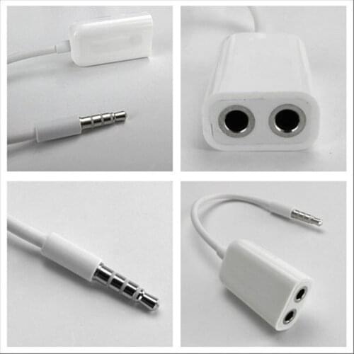 2000pcs/lot 3.5mm Earphone Headphone Male 1 to 2 Dual Female Y Splitter Stereo Audio Cable Adapter Jack for iPod iPhone iPad