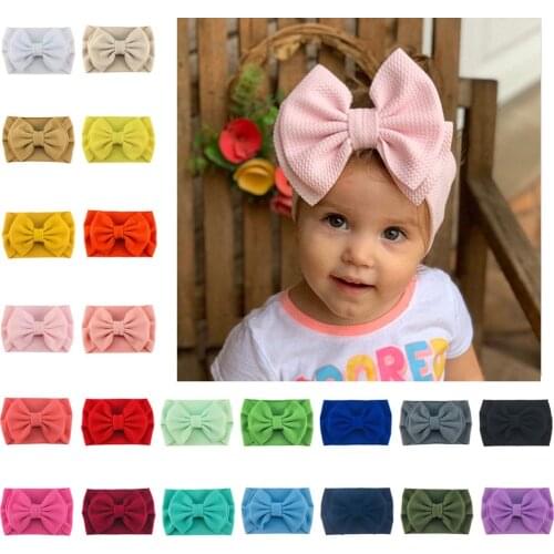 22Pcs/Lot New 6'' Large Double Layer Waffles Hair Bow Headband Kids Turban Head Wrap Girls Photo Props Accessories