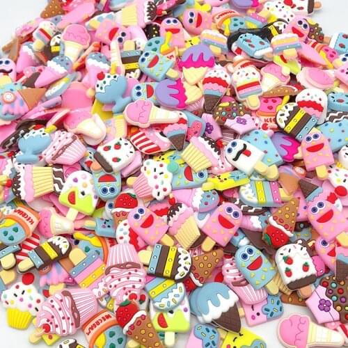 30pcs PVC Soft plastic Ice Cream/fruit Ornament Accessories DIY Craft Supplies Kids Hairpin Hand Material Phone Shell Patch Arts