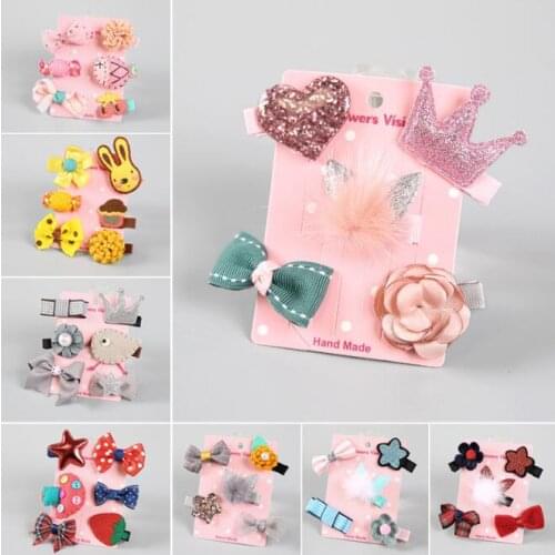 40set/lot DIY Simple Multi Cartoon Bowknot Mink Hair Clips Suits Crown Flowers Hairpins Hair Styling Tools Accessories HA1639