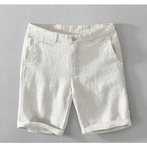 8216 Summer Beach Shorts For Man High Quality Linen Solid Color Straight Classic Casual Male Clothing Daily Outdoor Oversized