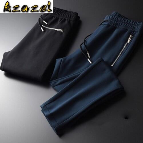 Azazel Add Velvet Mens Pants Luxury Autumn And Winter Solid Color Man Pants Plus Size 4xl Zipper Pockets Slim Fit Male Trousers