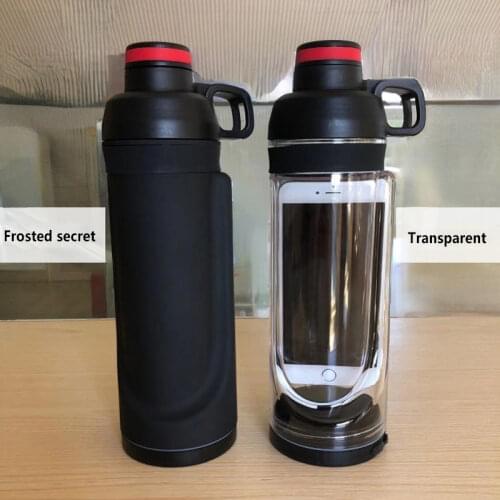 Diversion Water Bottle with Phone Pocket Secret Stash Pill Organizer Can Safe Plastic Tumbler & Hiding Spot for Money Bonus Tool