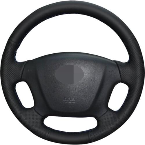 Car Steering Wheel Covers Wrap Hand-stitched Black Artificial Leather For Kia Carens 2007-2011 Rondo Hyundai Entourage 2007