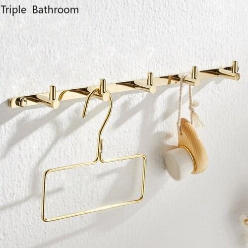 Need To Punch Towel Hook Solid Brass Kitchen Tableware Storage Holders Restroom Clothing Sundries Hook Up Bathroom Organizer