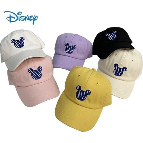 Disney Cartoon Mickey Childrens Hat Cotton Adjustable Monochrome Sun Hat Kids Boys Girls Baseball Cap Casual Hat 3-8 Years Old