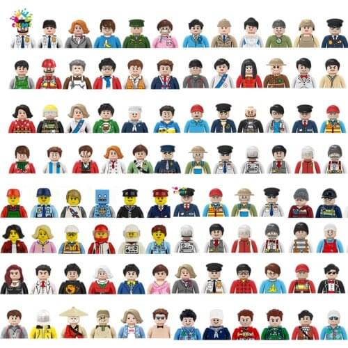 Kids Toys Family Figures Set Building Blocks City Worker Fireman Doctor Dolls Bricks Educational Toys For Children Birthday Gift