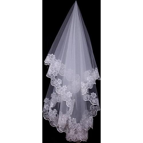 Bridal Veil Women 2021 Hot Fashion And Simple 1.5 Meters Pure White Lace Veil Wedding Headdress Charming Wedding Dress Accessory