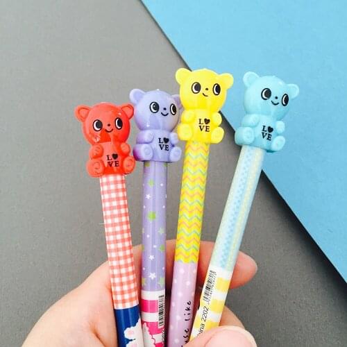 60pcs kawaii automatic pencil 0.5mm 0.7mm lot cute bear mechanical pencils kids school office writing supplies korean pencil