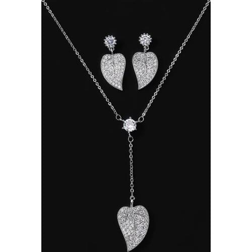 Jewelry Set HADIYANA Trendy Romantic Leaves Shapes Necklace And Earrings Set Women Fashion Party Gift CN1101 Conjunto de joyas