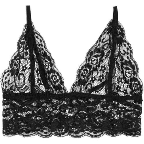 Floral Corset Solid Sexy Lingerie Crop Top White Lace See-Through Bralette Bralet Bra Bustier Cami Tank Crop