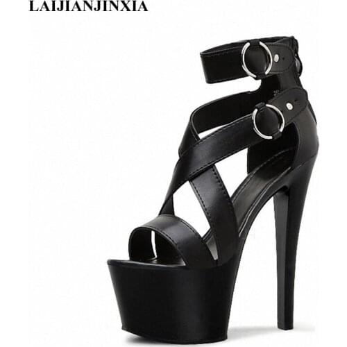 LAIJIANJINXIA New 17CM High Heels Night Club Wedding Party Sandal Fashion Peep Toe Womens Pole Dance Shoes Classics Sandals