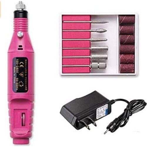 Mini Electric Pen Nail Polisher Files Pen 6 Bits Milling UV LED Gel Remover Nail Art Tool Nail Drill Machine Sets