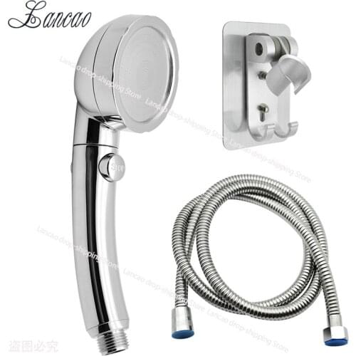 Shower Head 360 Degrees Rotating Adjustable Water Saving Three Mode Shower Water Pressure Boost Shower Head With Control Button