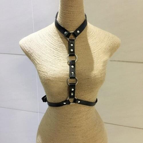 New Fashion Handmade Rock Halterneck Choker Leather Harness Body Bondage Cage belts Punk metal Waist Belt Straps Suspenders Belt
