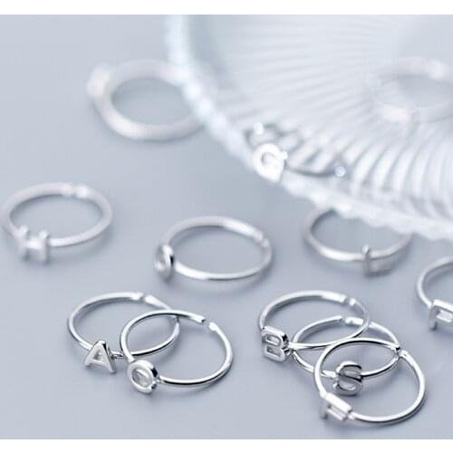 Solid 925 Sterling Silver Initial Rings for Women Teen Girls 26 Alphabet Letters Adjustable Knuckle Stackable Jewelry 2021