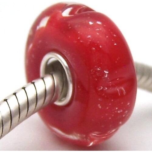 PJG2286 100% S925 Sterling Silver Beads Murano Glass beads Fit European Charms Bracelet charms diy jewelry Lampwork GlassBeads