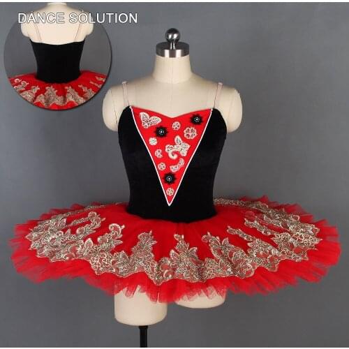 Professional stage costume girls ballerina dance tutu costume black bodice with red tutu skirt pre-professional tutus BLL129