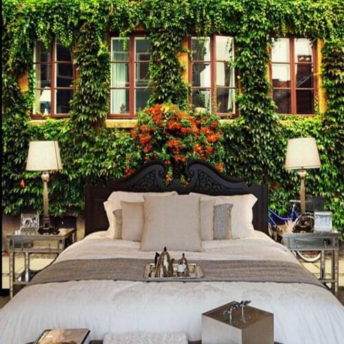 Drop Shipping Photo Wallpaper Beautiful Green Windows Bicycles TV Background Decorative Painting Living Room Wallpaper Mural