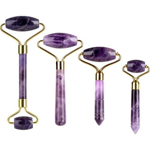 Purple Jade Stone Face Lifting Roller Anti Aging Wrinkles Facial Body Skin Care Relax Massager Slimming Beauty Treatment Therapy