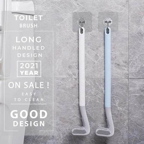 Silicone Toilet Brush Creative Long Handle Bendable Toilet Cleaning Brushes Household Wall Hang Cleaning Tools for Bathroom WC