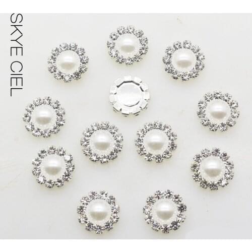 SKYE CIEL 10 * 10MM Silver round white pearl Jewelry Accessories Sewing Handwork Fitting Rhinestones Wedding Hair Accessories