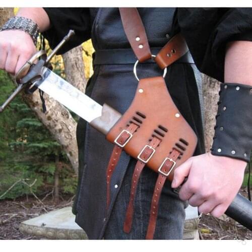 Medieval Shoulder Strap Sword Holder Sheath Scabbard Frog Adult Men Larp Knight Weapon Costume Gear Rapier Ring Belt Holster